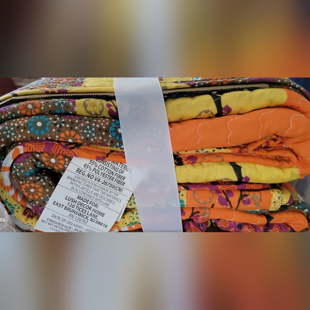 Lush Decor - 3pc Queen Royal Empire Quilt Set Tangerine - Birds Lush D Tangerine - Picture 7 of 7